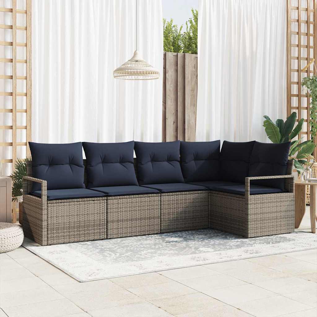 vidaXL Bankstel 5 pcs Bruin poly rattan