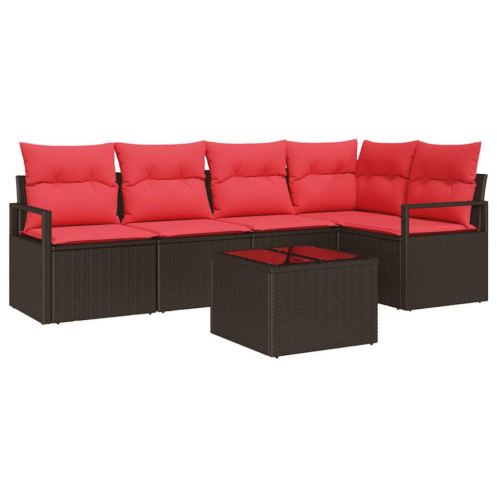 vidaXL Bankstel 5 pcs Bruin poly rattan