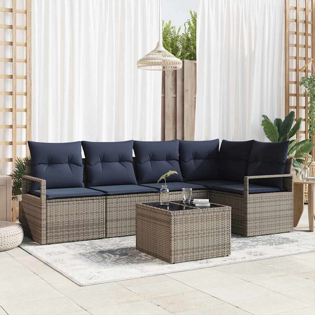vidaXL Bankstel 5 pcs Bruin poly rattan
