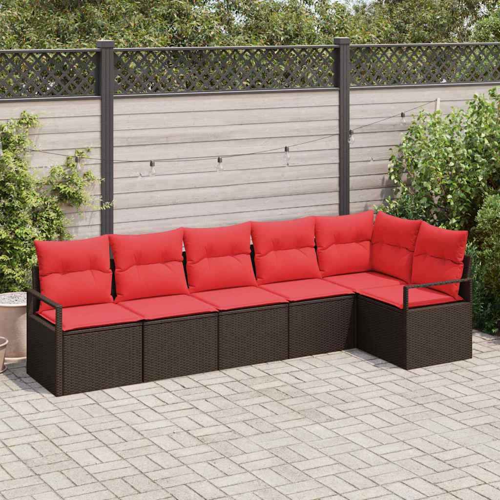 vidaXL Bankstel 6 pcs Bruin poly rattan