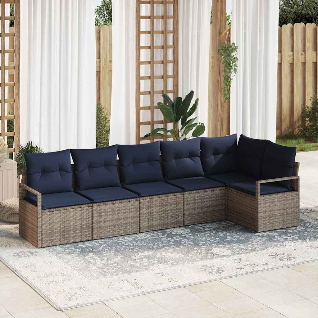vidaXL Bankstel 6 pcs Bruin poly rattan