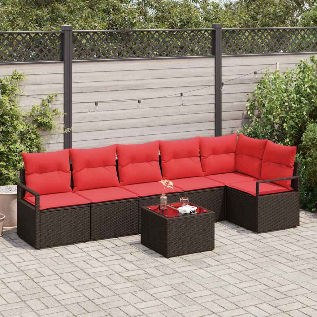 vidaXL Bankstel 6 pcs Bruin poly rattan