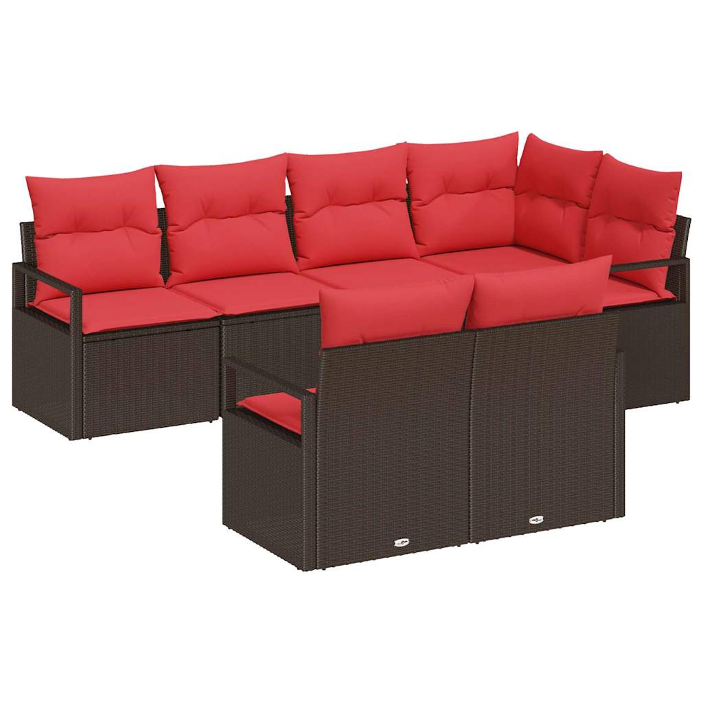 vidaXL Bankstel 7 pcs Bruin poly rattan