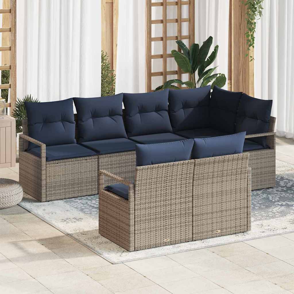 vidaXL Bankstel 7 pcs Bruin poly rattan