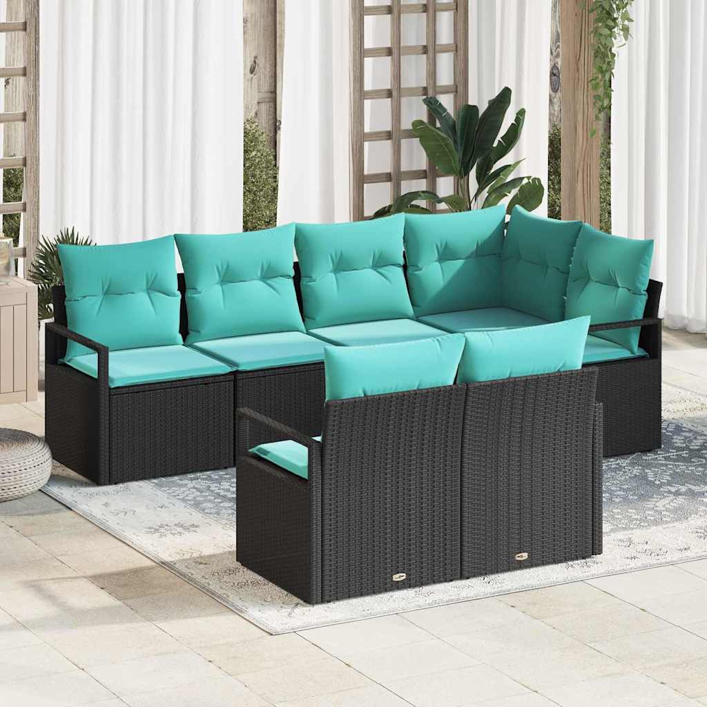 vidaXL Bankstel 7 pcs Bruin poly rattan