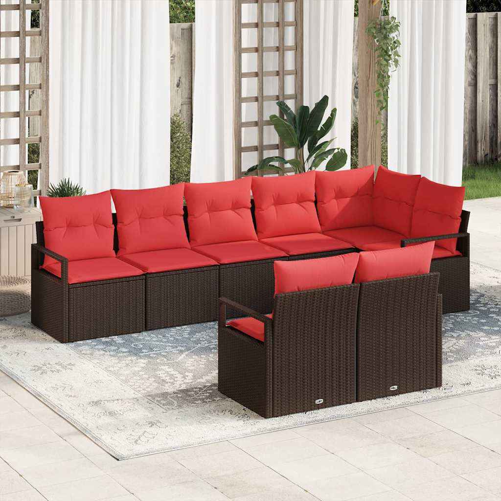 vidaXL Bankstel 8 pcs Bruin poly rattan