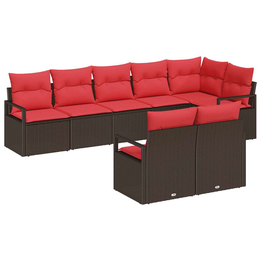 vidaXL Bankstel 8 pcs Bruin poly rattan
