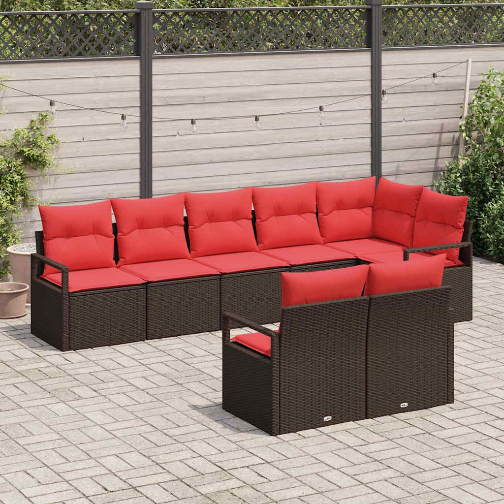 vidaXL Bankstel 8 pcs Bruin poly rattan