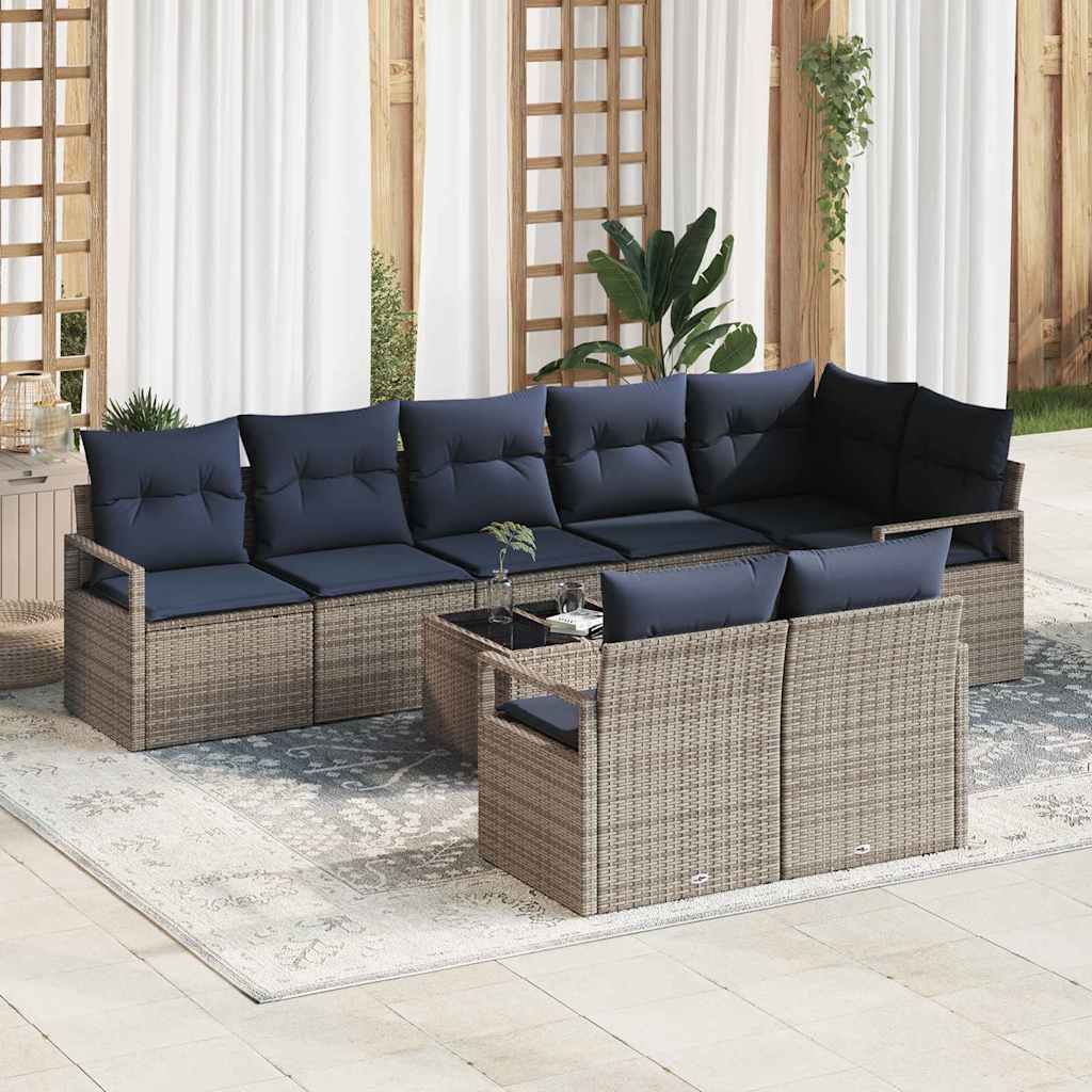 vidaXL Bankstel 8 pcs Bruin poly rattan