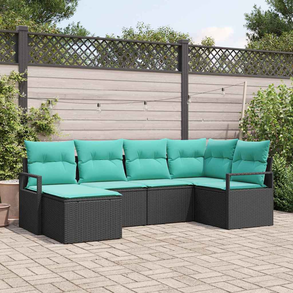 vidaXL Bankstel met kussen 6 pcs Bruin poly rattan
