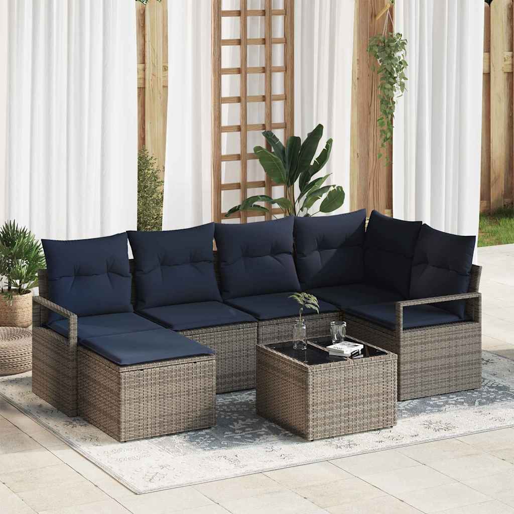vidaXL Bankstel met kussen 6 pcs Bruin poly rattan
