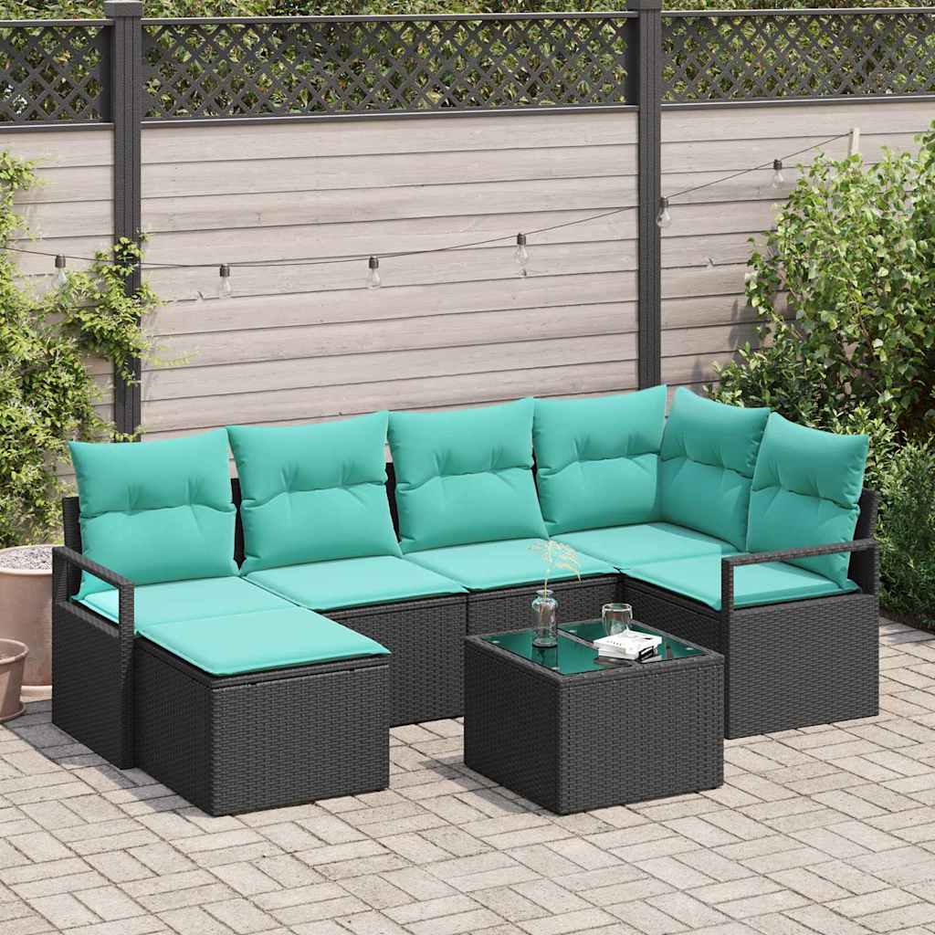 vidaXL Bankstel met kussen 6 pcs Bruin poly rattan