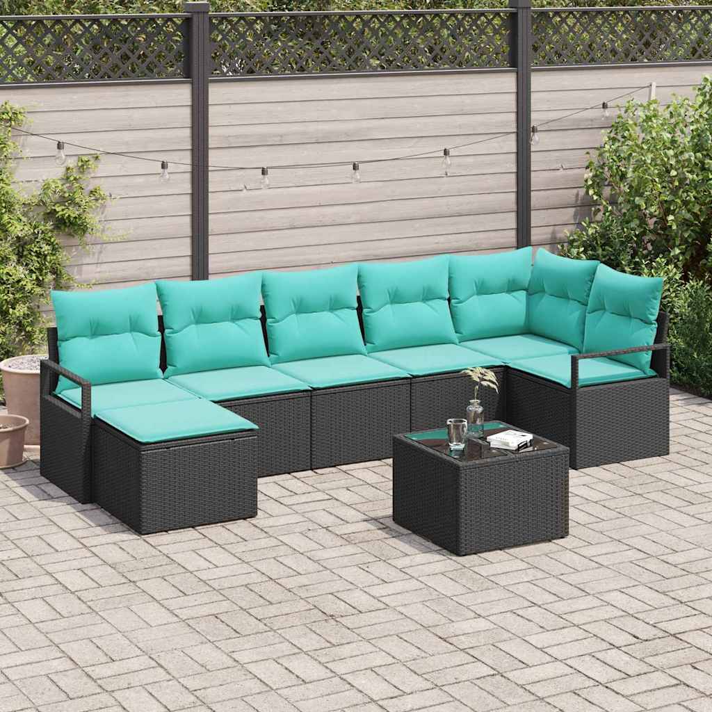 vidaXL Bankstel met kussen 7 pcs Bruin poly rattan