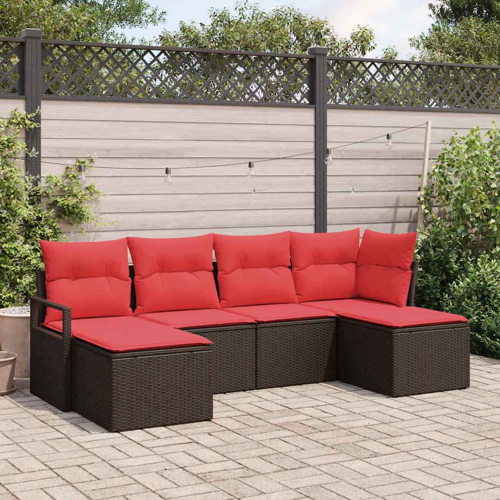 vidaXL Bankstel 6 pcs Bruin poly rattan