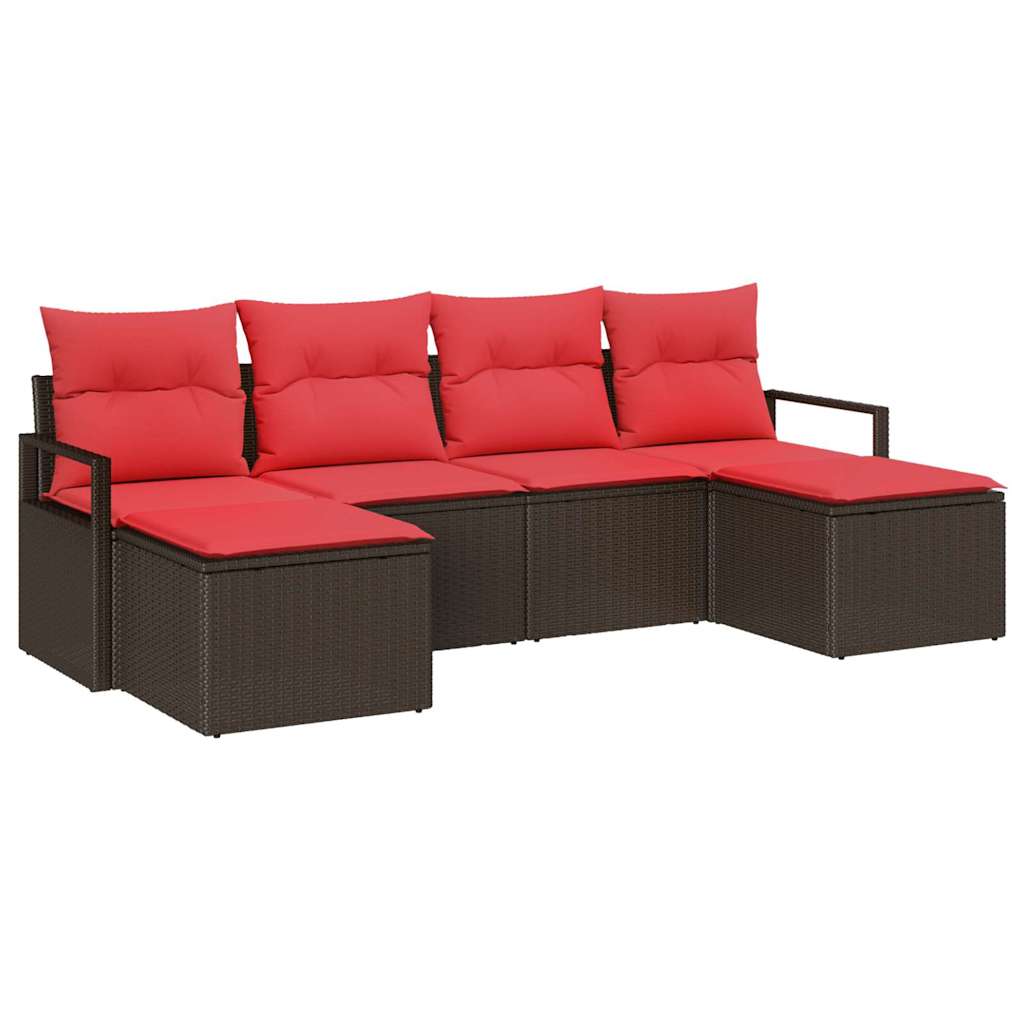 vidaXL Bankstel 6 pcs Bruin poly rattan