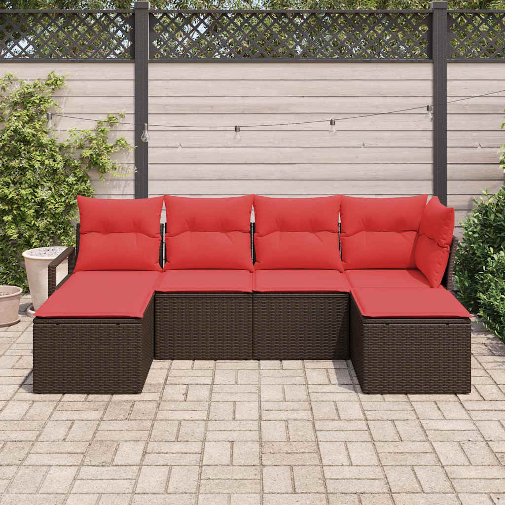 vidaXL Bankstel 6 pcs Bruin poly rattan