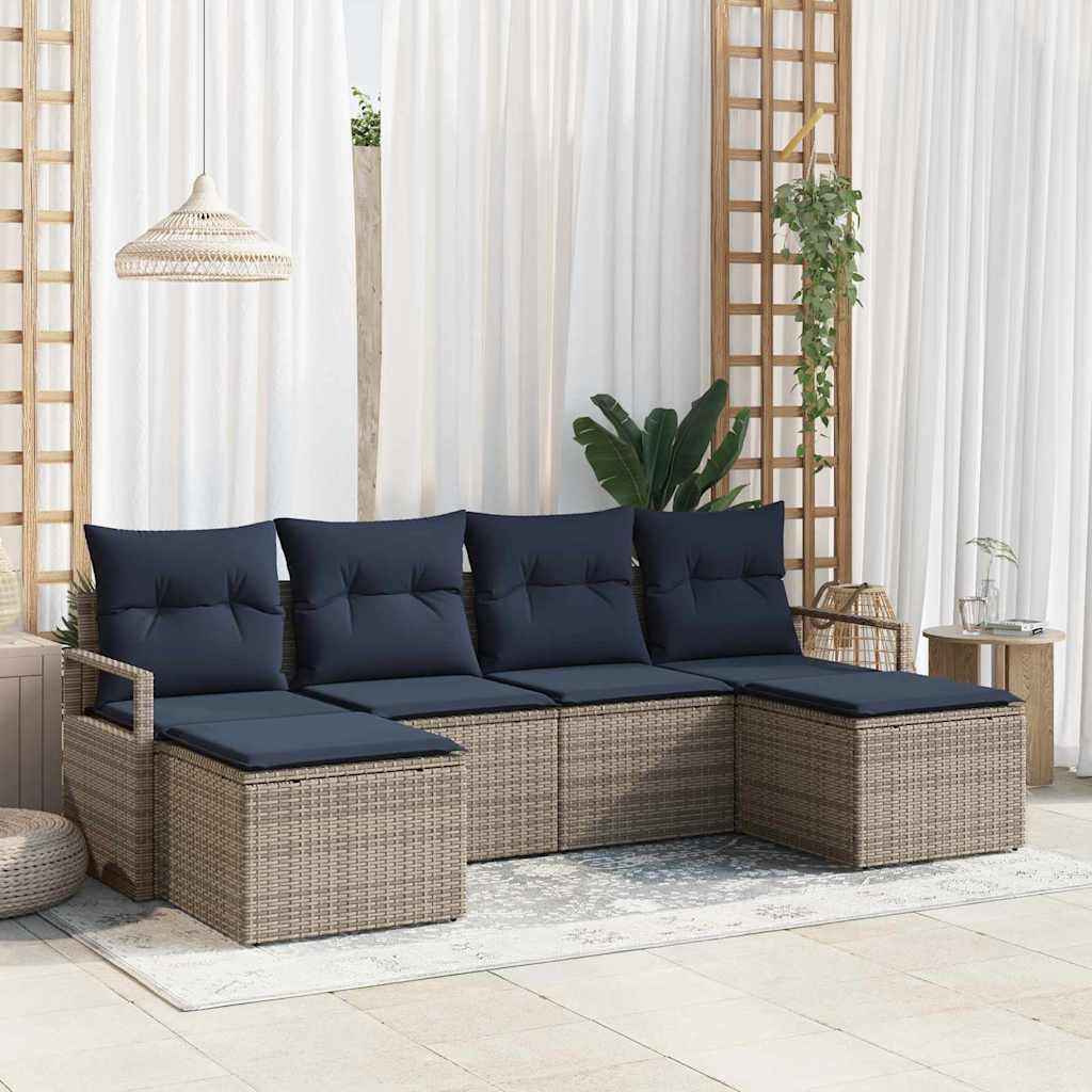 vidaXL Bankstel 6 pcs Bruin poly rattan