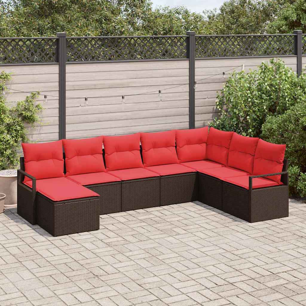 vidaXL Bankstel met kussen 8 pcs Bruin poly rattan