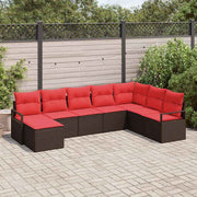 vidaXL Bankstel met kussen 8 pcs Bruin poly rattan