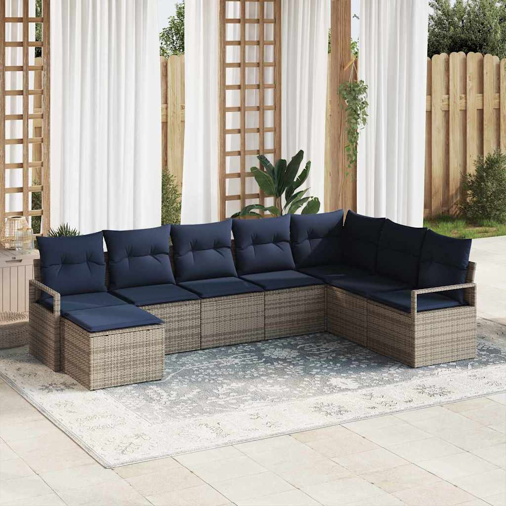 vidaXL Bankstel met kussen 8 pcs Bruin poly rattan