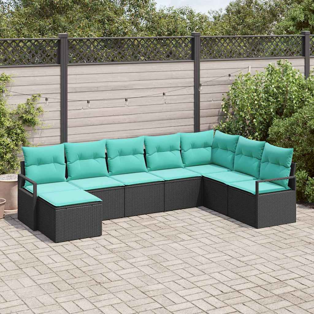 vidaXL Bankstel met kussen 8 pcs Bruin poly rattan