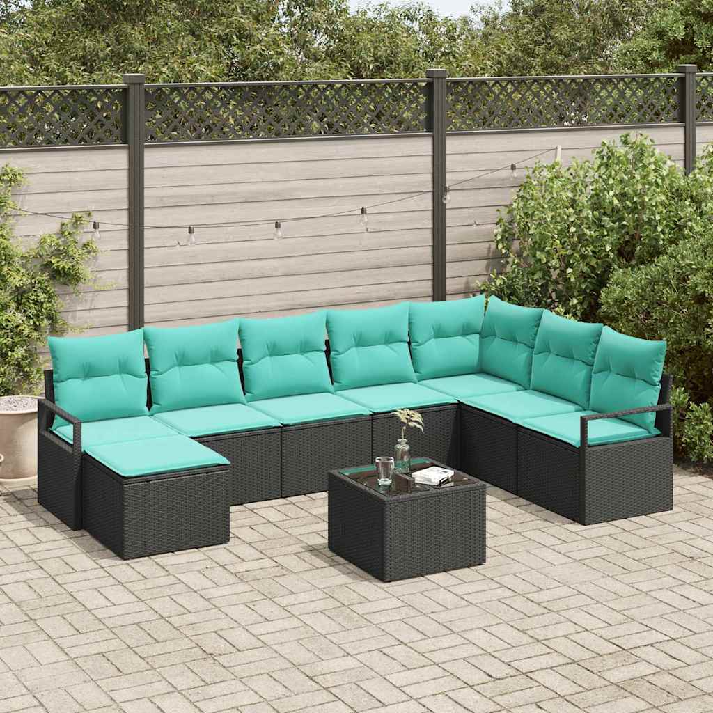 vidaXL Bankstel met kussen 8 pcs Bruin poly rattan