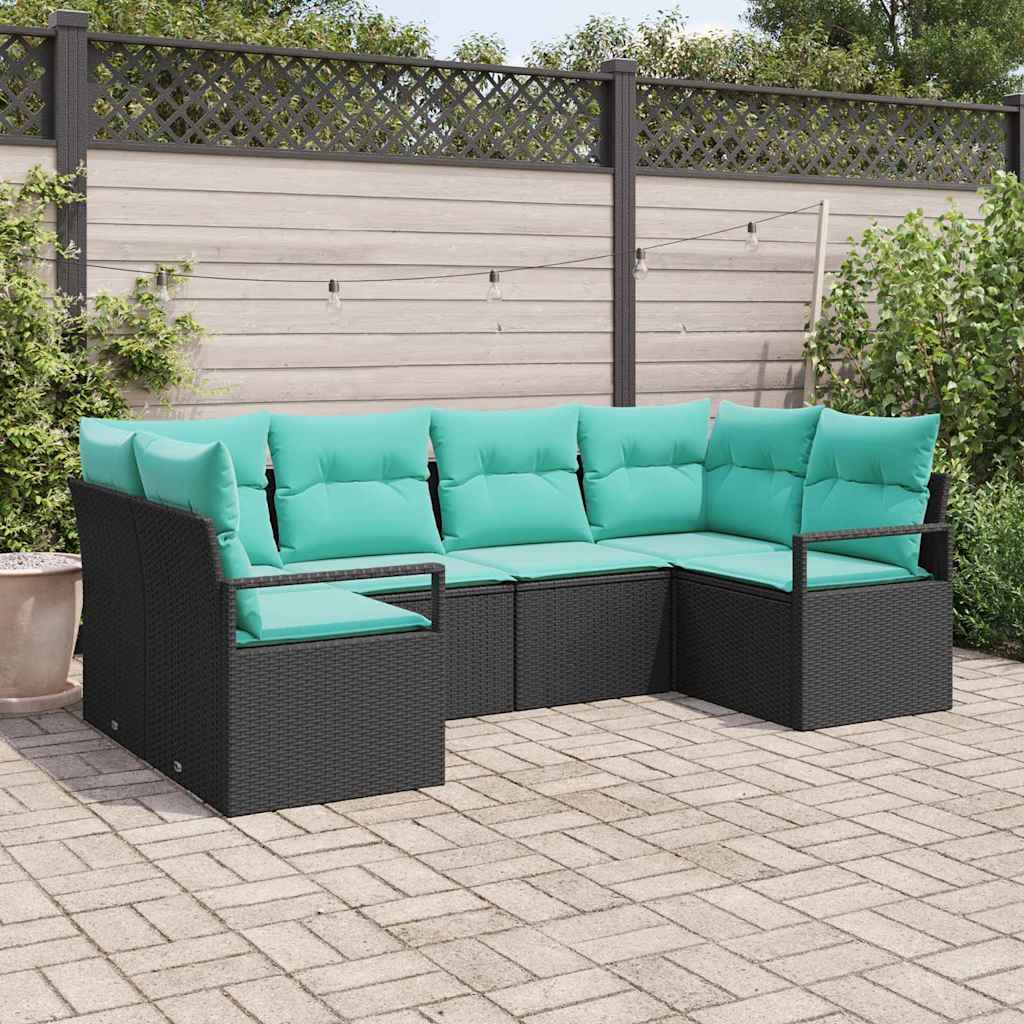 vidaXL Bankstel met kussen 6 pcs Bruin Poly Rattan