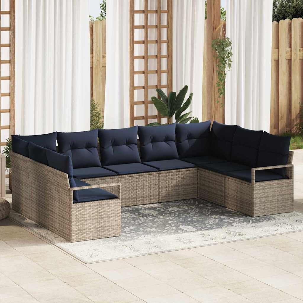 vidaXL Bankstel met kussen 7 pcs Bruin poly rattan