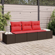 vidaXL Bankstel met kussen 3 pcs Bruin poly rattan