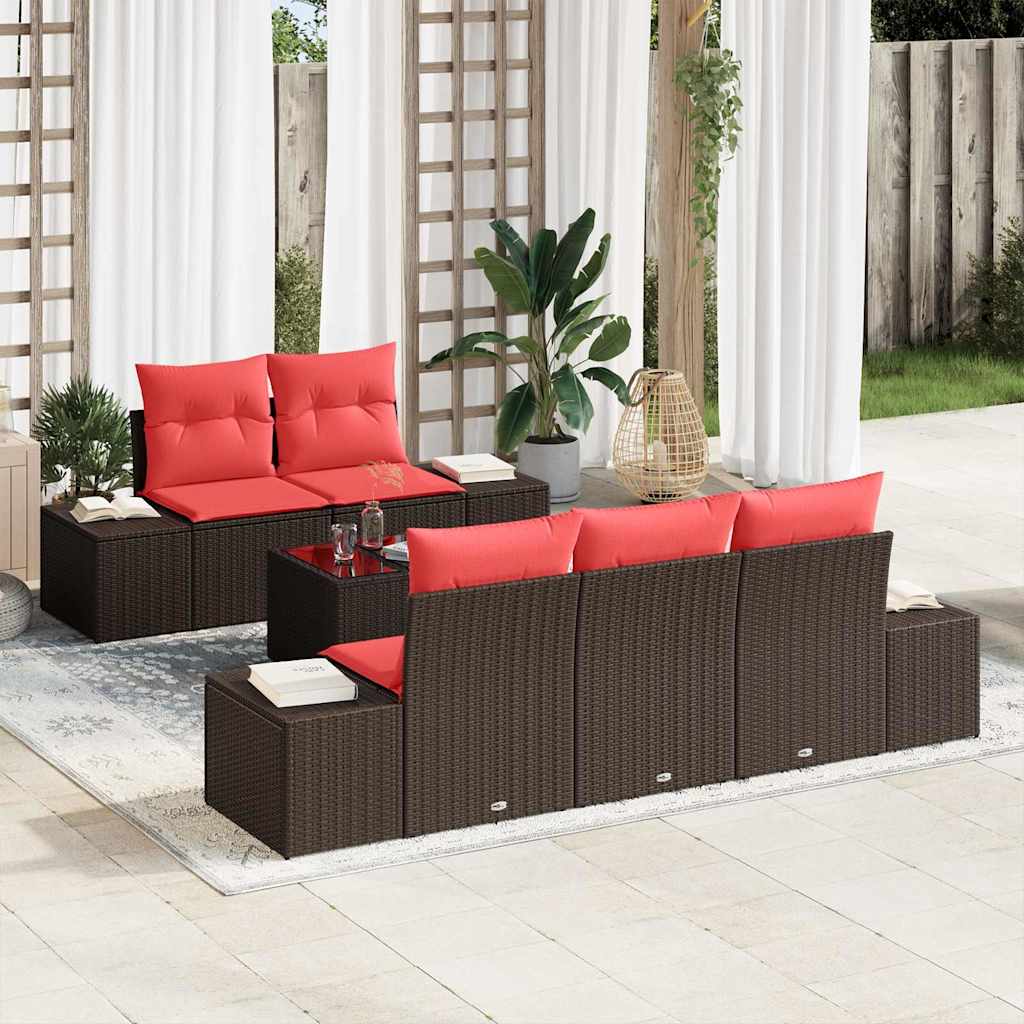 vidaXL Tuin Sofa Set met kussen 6 pcs Bruin poly rattan
