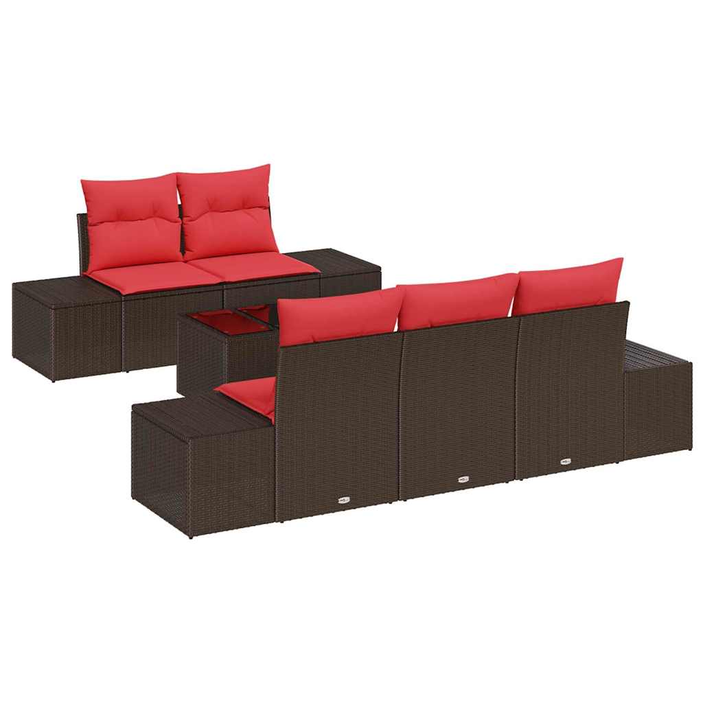 vidaXL Tuin Sofa Set met kussen 6 pcs Bruin poly rattan