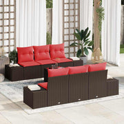 vidaXL Tuin Sofa Set met kussen 7 pcs Bruin poly rattan