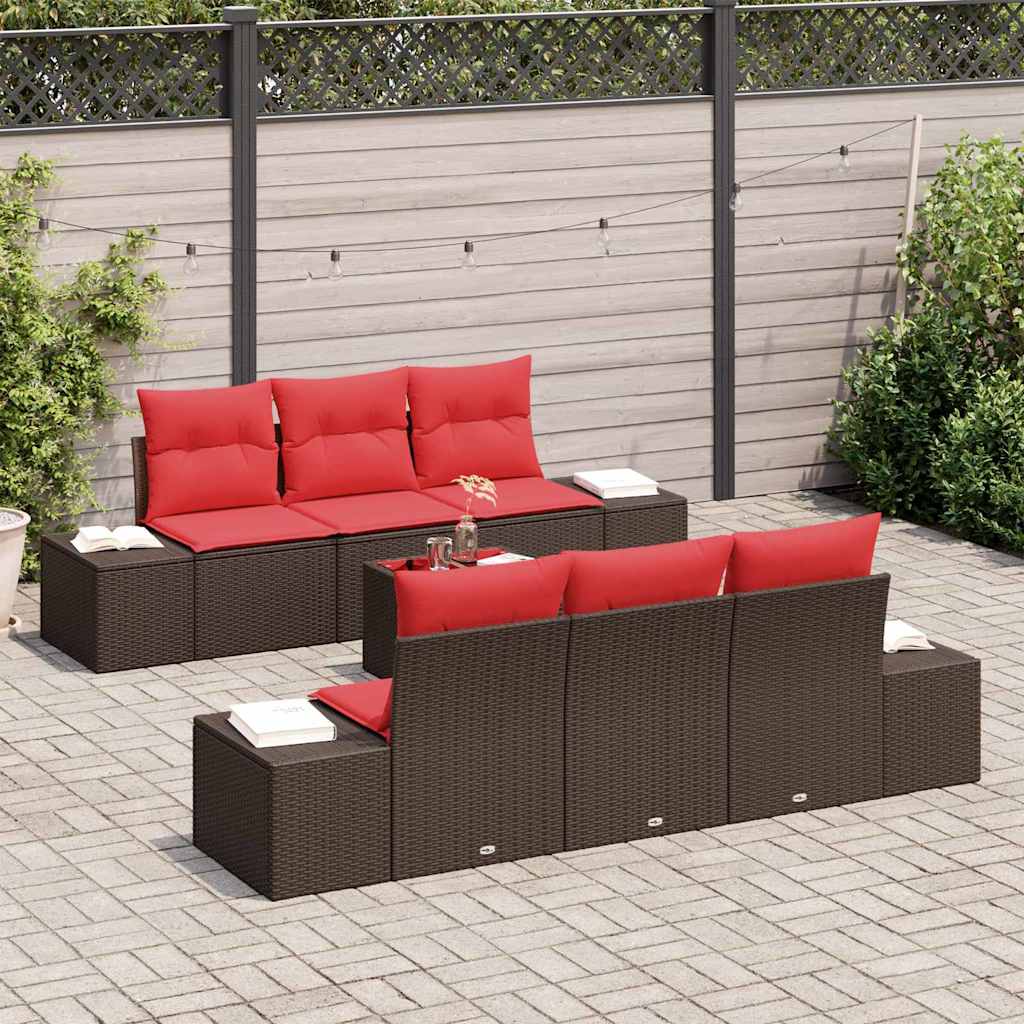 vidaXL Tuin Sofa Set met kussen 7 pcs Bruin poly rattan