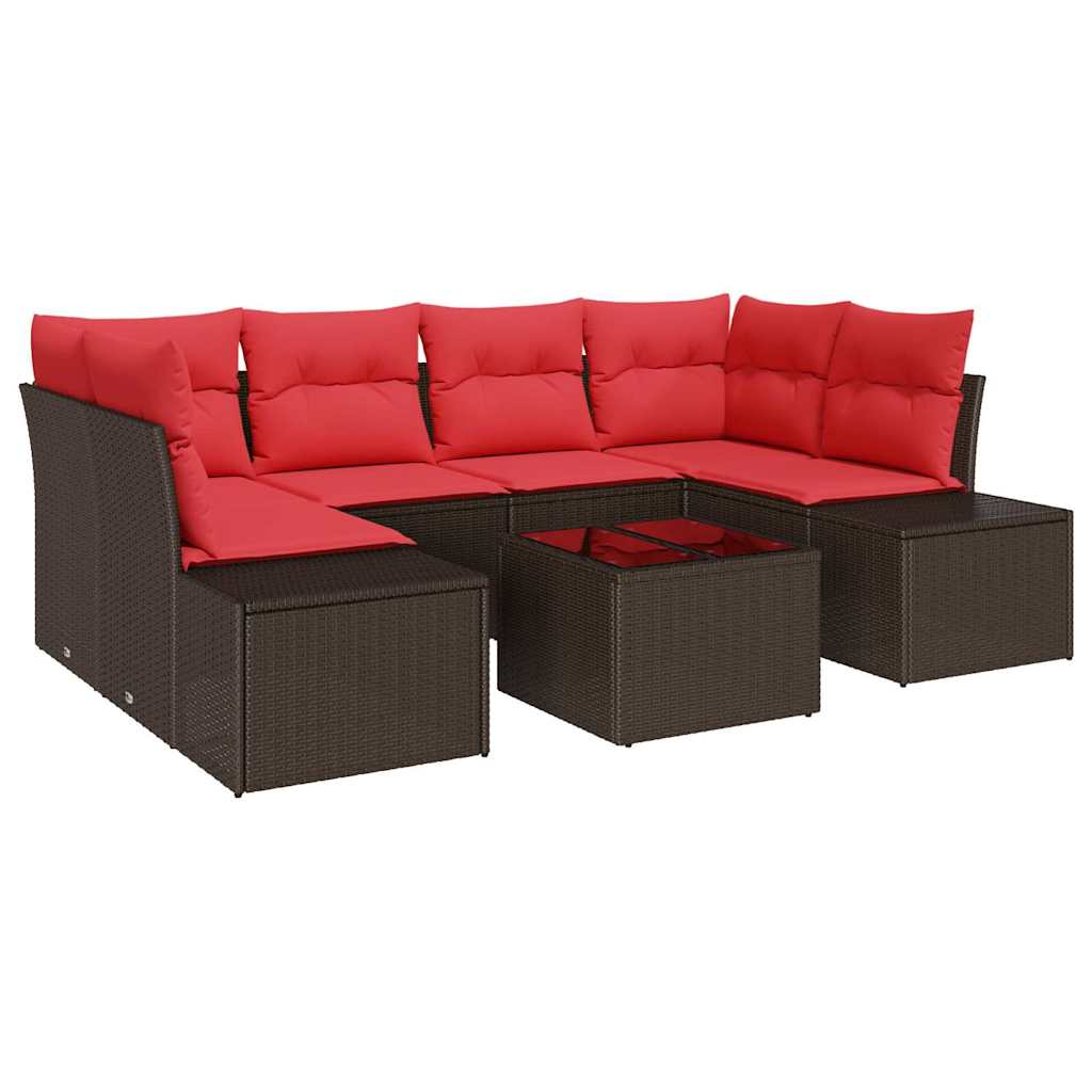 vidaXL Tuin Sofa Set met kussen 7 pcs Bruin poly rattan