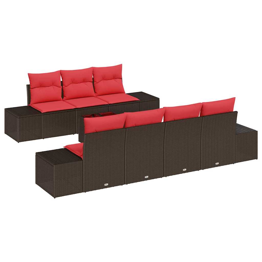 vidaXL Tuin Sofa Set met kussen 8 pcs Bruin poly rattan