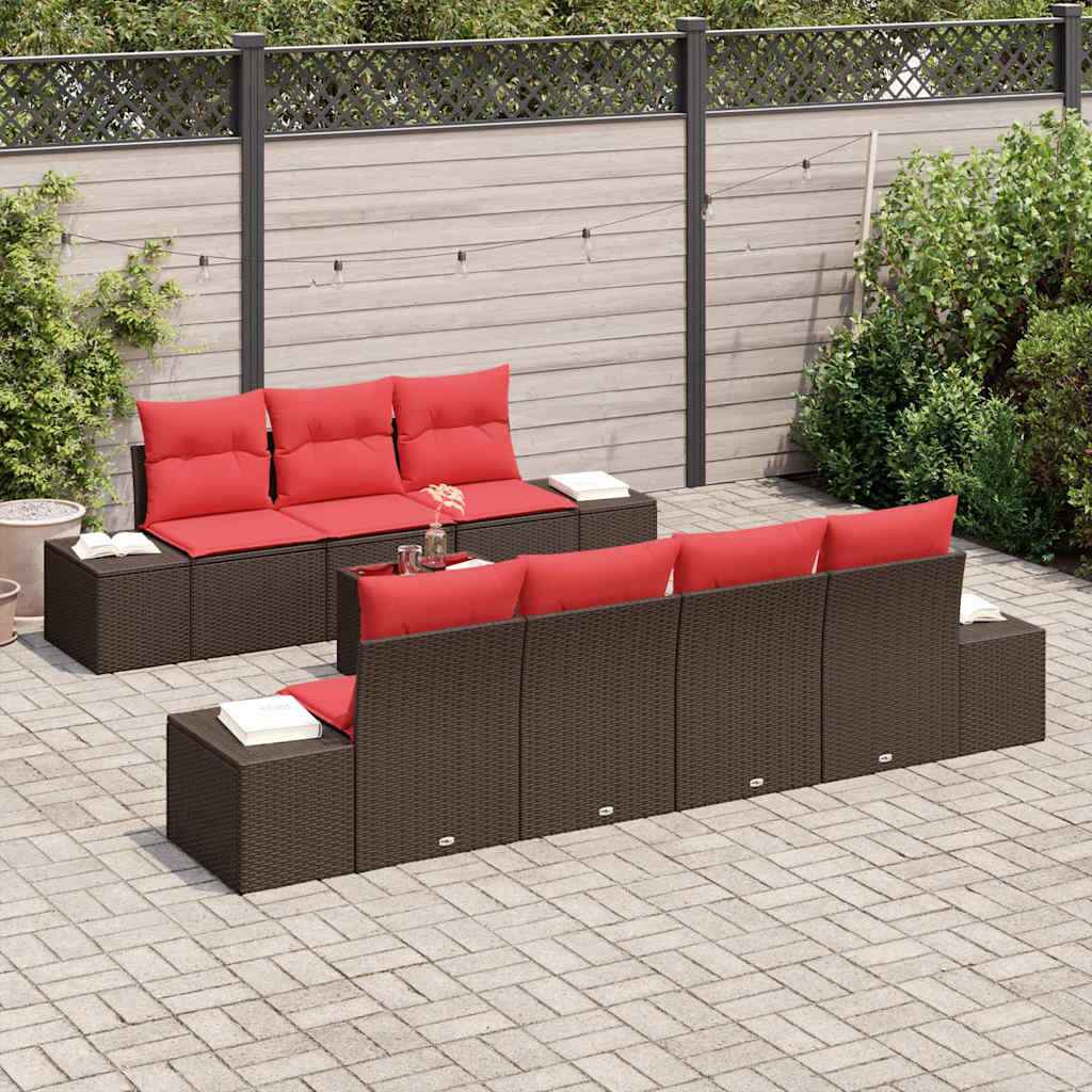 vidaXL Tuin Sofa Set met kussen 8 pcs Bruin poly rattan