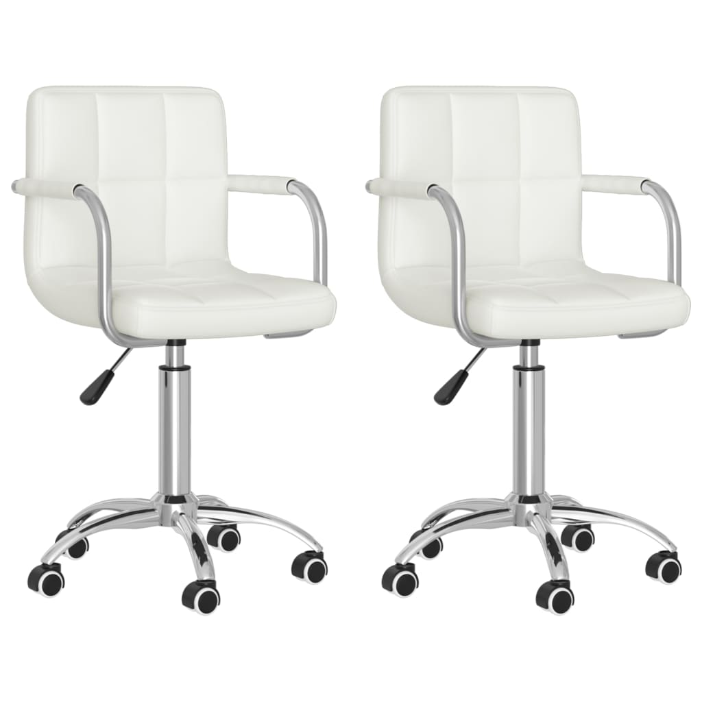 vidaXL Eetkamerstoelen draaibaar 2 st kunstleer wit