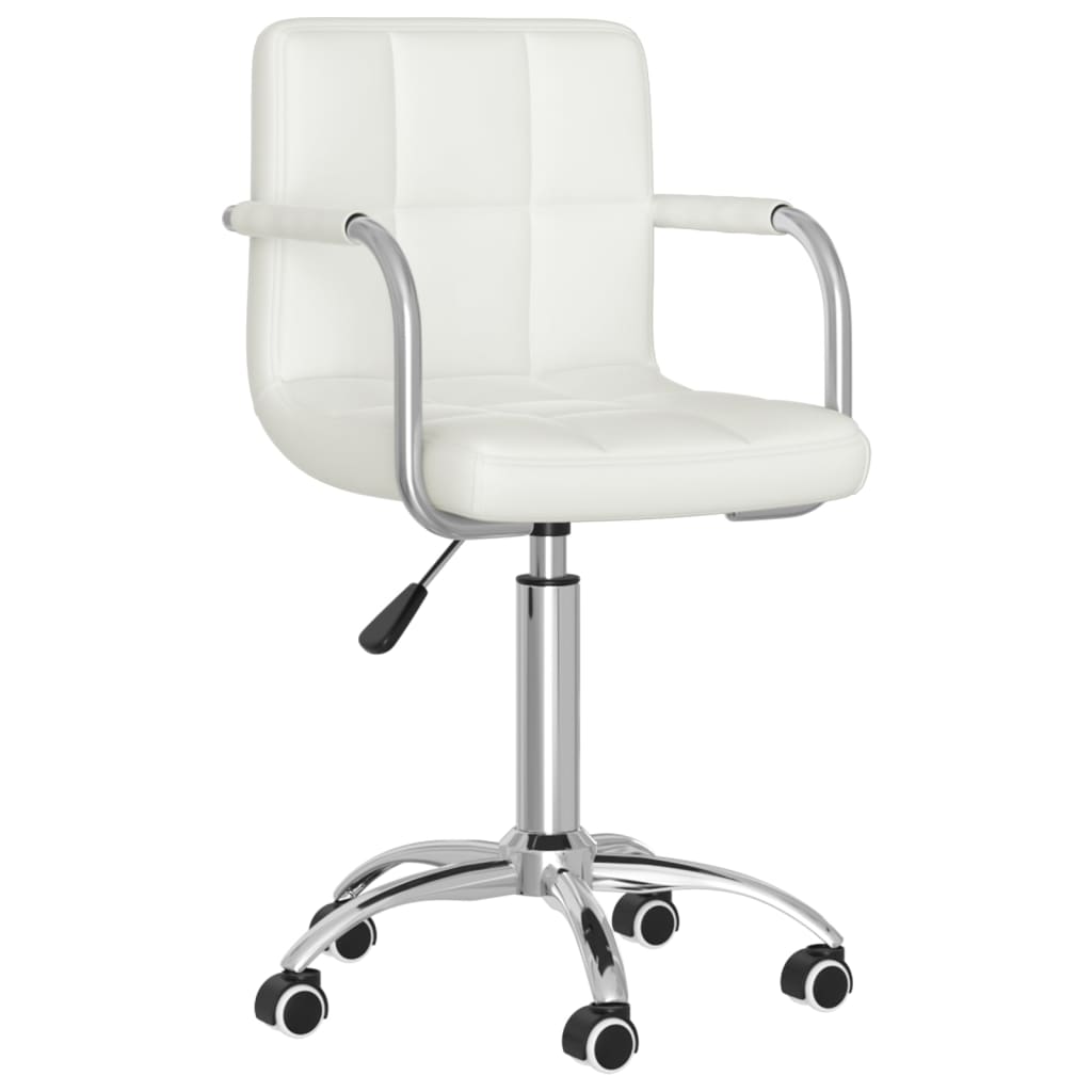 vidaXL Eetkamerstoelen draaibaar 2 st kunstleer wit