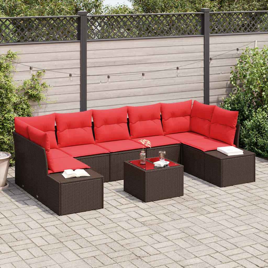 vidaXL Tuin Sofa Set met kussen 8 pcs Bruin poly rattan