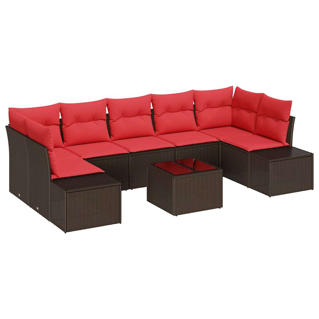 vidaXL Tuin Sofa Set met kussen 8 pcs Bruin poly rattan