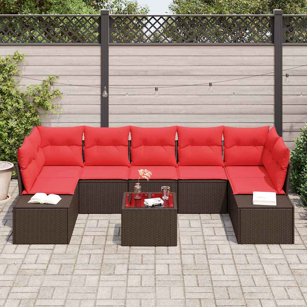 vidaXL Tuin Sofa Set met kussen 8 pcs Bruin poly rattan