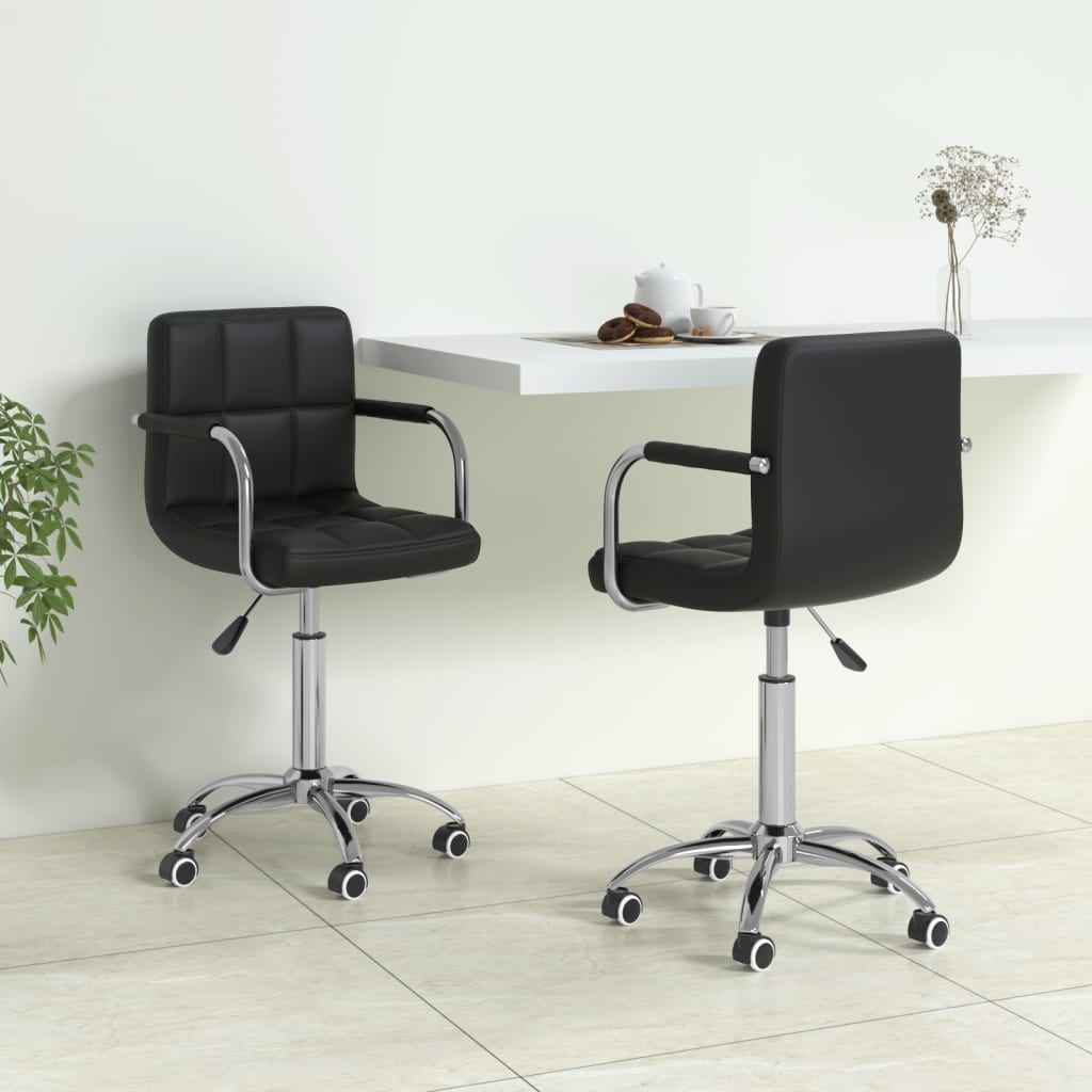 vidaXL Eetkamerstoelen draaibaar 2 st kunstleer wit