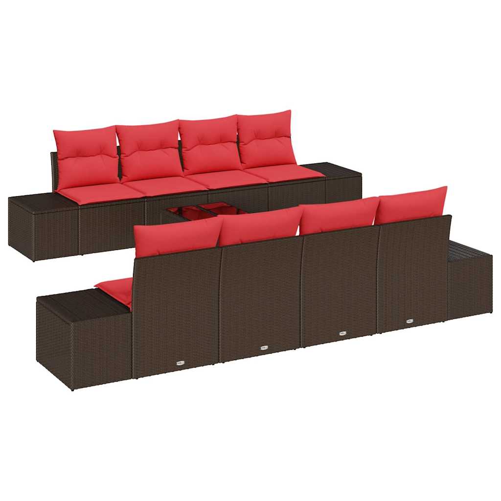 vidaXL Tuin Sofa Set met kussen 9 pcs Bruin poly rattan