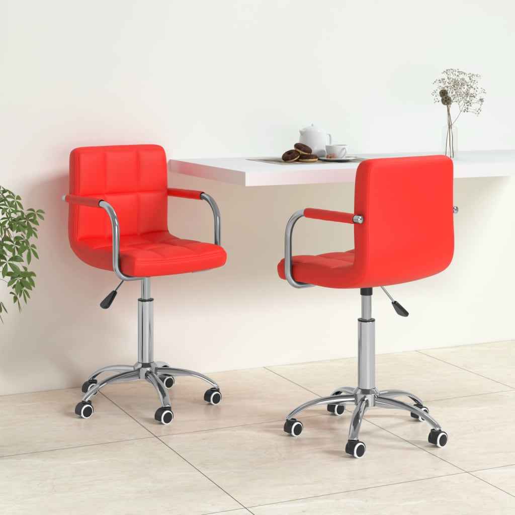 vidaXL Eetkamerstoelen draaibaar 2 st kunstleer wit