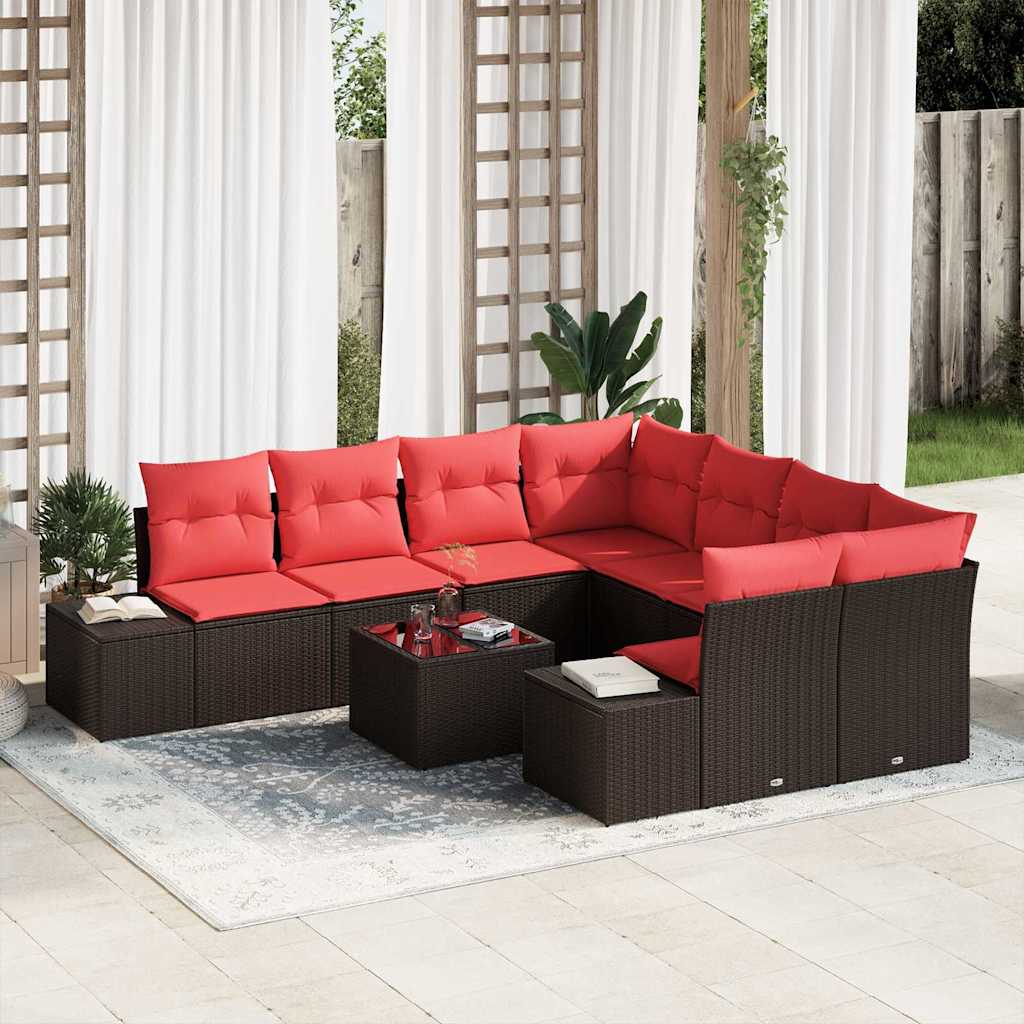 vidaXL Tuin Sofa Set met kussen 9 pcs Bruin poly rattan