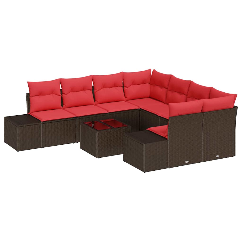 vidaXL Tuin Sofa Set met kussen 9 pcs Bruin poly rattan