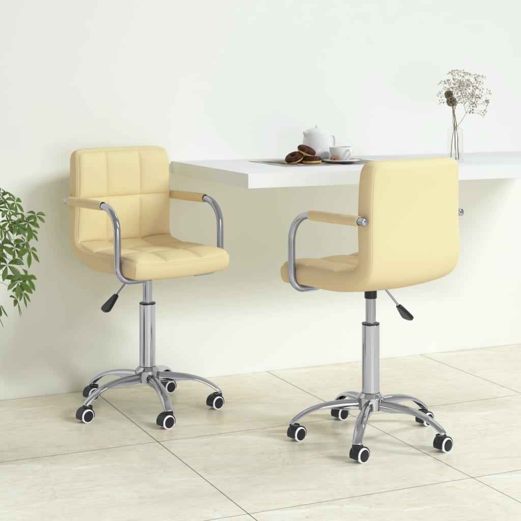 vidaXL Eetkamerstoelen draaibaar 2 st kunstleer wit