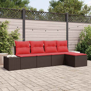 vidaXL Tuin Sofa Set met kussen 5 pcs Bruin poly rattan