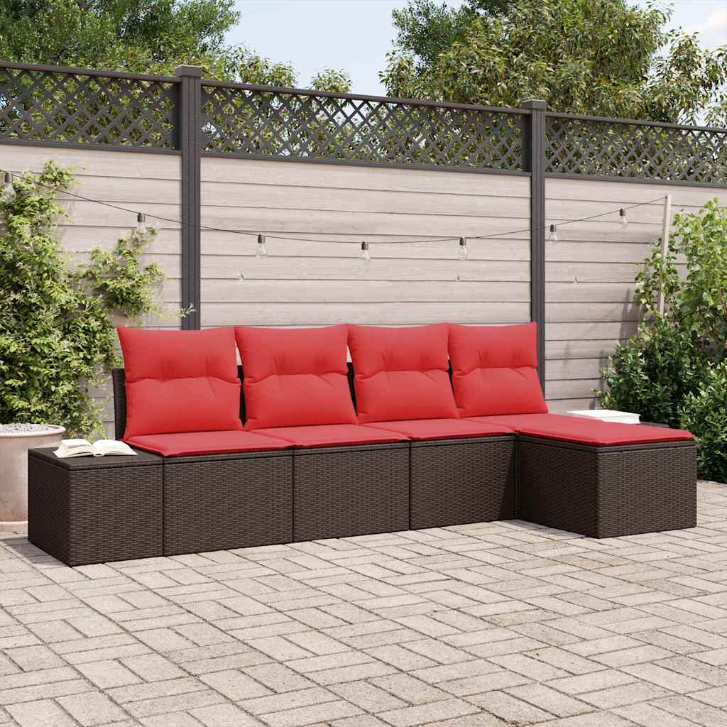 vidaXL Tuin Sofa Set met kussen 5 pcs Bruin poly rattan