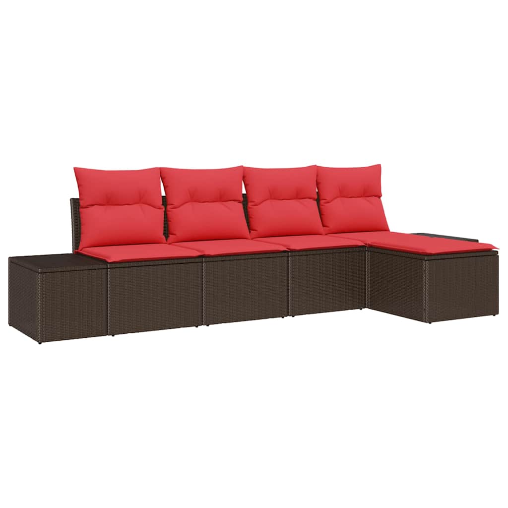 vidaXL Tuin Sofa Set met kussen 5 pcs Bruin poly rattan